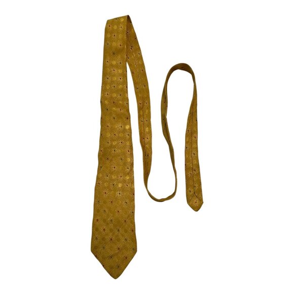 Vintage Gold Geometric Necktie – 56” x 3” – Mid-Century Style Men’s Tie - Picture 1 of 3